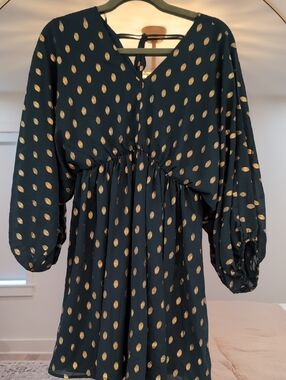 JODIFL Teal Dress with Gold Dot Accents